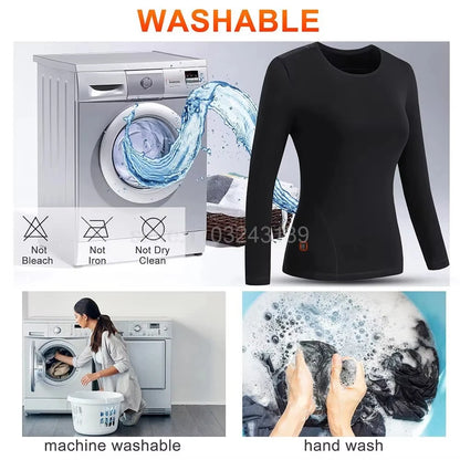 Winter Heated Thermal Underwear Men Heating Jacket Skiwear Heated Jacket Fleece Warm Top Pants USB Electric Heating Clothing