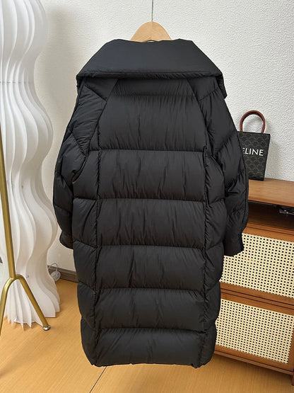 Schinteon Women White Duck Down Long Jacket Autumn Winter Warm Casual Over Size Loose Outwear Soft Comfortable Fashion Coat New