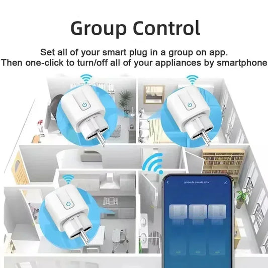 Tuya Smart Socket EU16A/20A Wifi Smart Plug With Power Monitoring Smart Life APP Remote Control Support Google Assistant Alexa