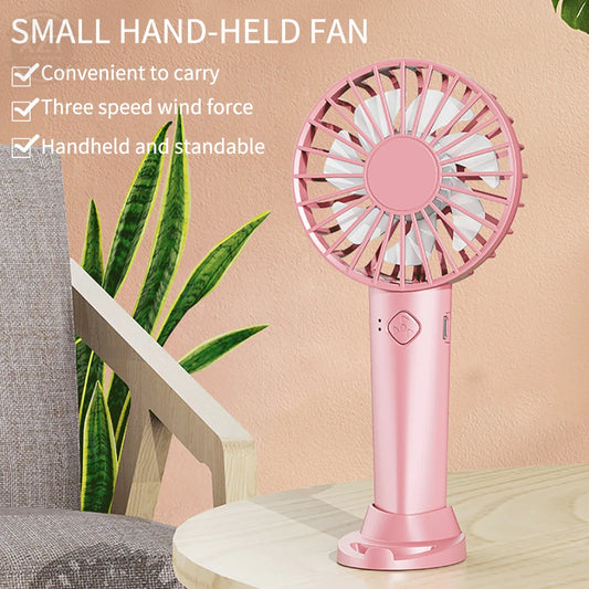 USB Mini Strong Wind Handheld Fan Portable and Quiet Rechargeable Hand Fan for Student Office Small Pocket Cooling Fans Supplies