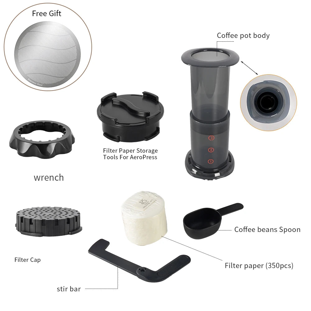 New 250ml Espresso Coffee Maker Machine Portable Cafe French Press Coffee Pot With Filter Paper Kit Bar Set For AeroPres