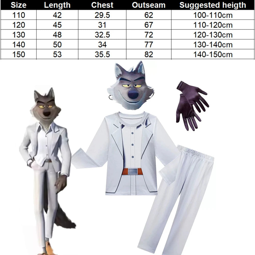 The Bad Guys Movie Cosplay Costume Bad Guys Mr.Wolf Piranha Snake Shark Cosplay Costume Halloween Party Uniform Birthday Gift