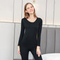 FINETOO 2 Pieces Women Thermal Underwear Sexy Long Sleeve Winter Clothes Seamless Thermal Intimate Set Ladies Thick Sleepwear