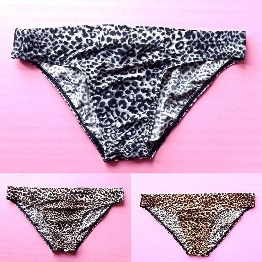 Men's Panties Leopard Printed Bikini G-String Low Waist Briefs Soft Pouch Temptation Lingerie Underwear Seamless Underpants