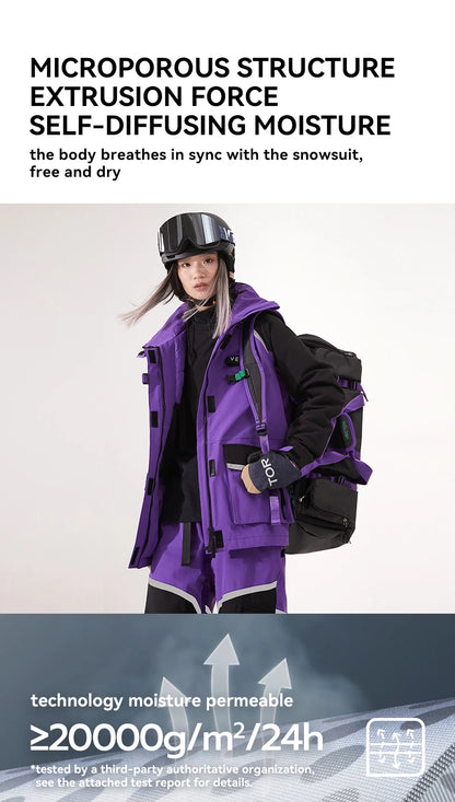 VECTOR Brand Men Women Ski Jacket Winter Warm Windproof Waterproof Ski Suit Outdoor Sports Snowboard Coat Splicing double plate