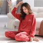 Warm Sleepwear for Winterthickened Warm Flannel Pajamas Student Long Sleeve Cartoon Ladies Loungewear Setpajamas Woman Offer