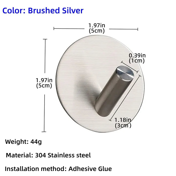 High Quality 304 Stainless Steel Self Adhesive Hooks Shower Bath Hook Kitchen Hanger Bathroom Hook Household Wall Hanger