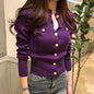 2025 Autumn Long Sleeve Fashion Women Cardigans Sweater Knitted Coat Short Casual Single Breasted Korean Slim Chic Ladies Tops