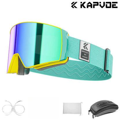 Kapvoe Snow Ski Goggles Snowboarding  Skiing Mask for Men Women Anti-Fog Lens Kit UV400 Protection Snowmobile Glasses Motorcycle