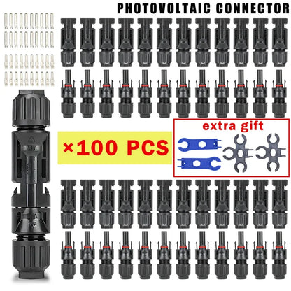 200/100/40/20/10 Pcs Photovoltaic Solar Connectors - 1000V 30A, 2.5/4/6mm² for PV/MC Cable, Panel Connectors Kit