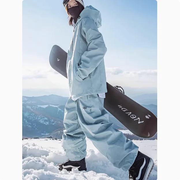 John snow 2024 New Male female couple Single and double board Ski suit set Loose type waterproof keep warm Ski pants ski jackets