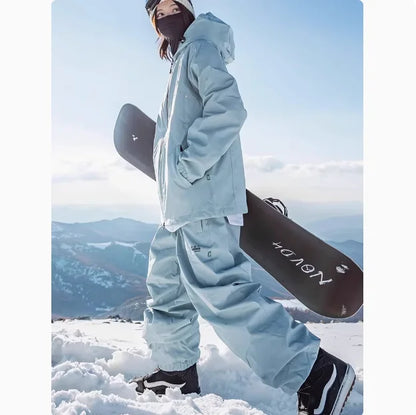John snow 2024 New Male female couple Single and double board Ski suit set Loose type waterproof keep warm Ski pants ski jackets