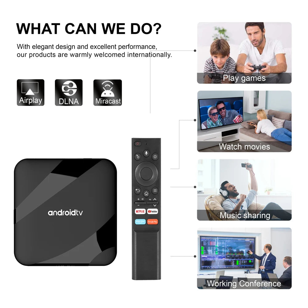 Android 14 TV Box Bluetooth 5.2 ATV 8K 4K Set Top Box 4GB 64GB AV1 S905W2 Quad Core 2.4G&5G Dual WIFI Voice Remote Media PlayerStreaming & Home Media PlayersGoWisse.com