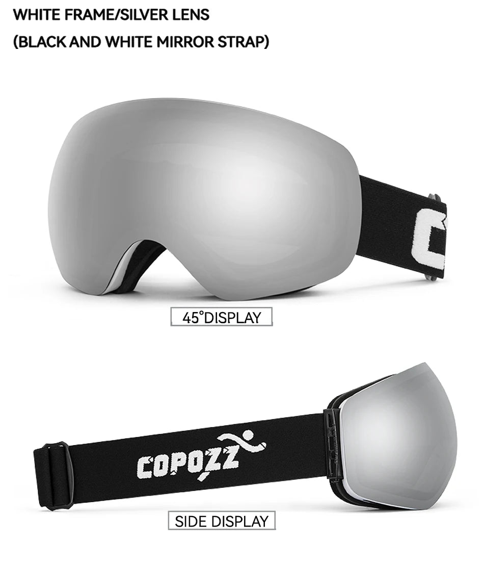 Frameless Anti-Fog Ski Goggles Night Lens Box Set 100% UV400 Protection Ski Snowboard Anti-Slip Strap Snow Goggles for Men Women