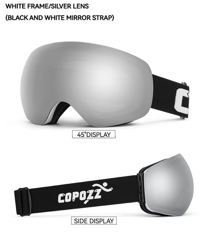 Frameless Anti-Fog Ski Goggles Night Lens Box Set 100% UV400 Protection Ski Snowboard Anti-Slip Strap Snow Goggles for Men Women
