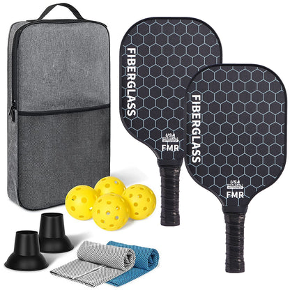 Pickleball Paddles Set of 2 USAPA Approved Fiberglass Pickle Ball Paddles with 4 Pickle Balls Durable Racket for Beginners