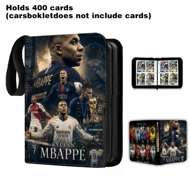 2026 World Cup Football Star Ronaldo Messi Mbappé 400/900pcs Album Book Folder Card Slots Collections Zipper Card Binder Holder