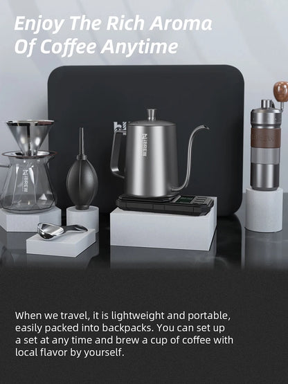 HiBREW Pour Over Coffee Kettles Manual Coffee Grinder Coffee Maker 8 pcs Set
