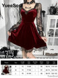 Halloween Gothic Grunge Punk Women Dress Long Sleeve Lace Slim Black Dresses 2025 New Y2K Harajuku Lolita Fairy Core Party Dress