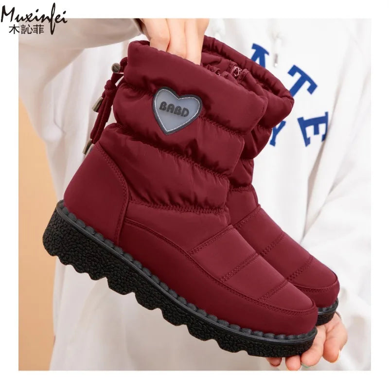 Women's Thickened Waterproof Winter Snow Boots Warm Velvet High Top Ankle Boots NonSlip Daily All Purpose Comfy Cotton Shoes