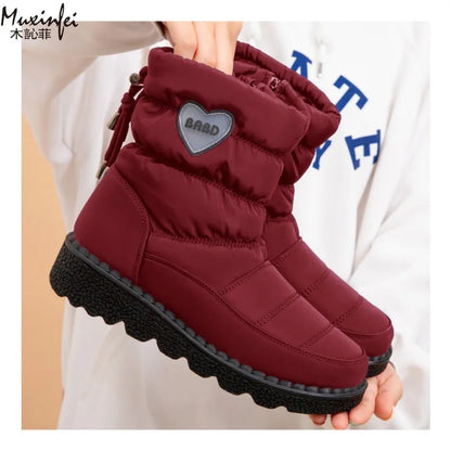 Women's Thickened Waterproof Winter Snow Boots Warm Velvet High Top Ankle Boots NonSlip Daily All Purpose Comfy Cotton Shoes