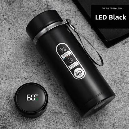 StainlessSteel Thermos Bottle with LED Temperature Display, 500-1000ML