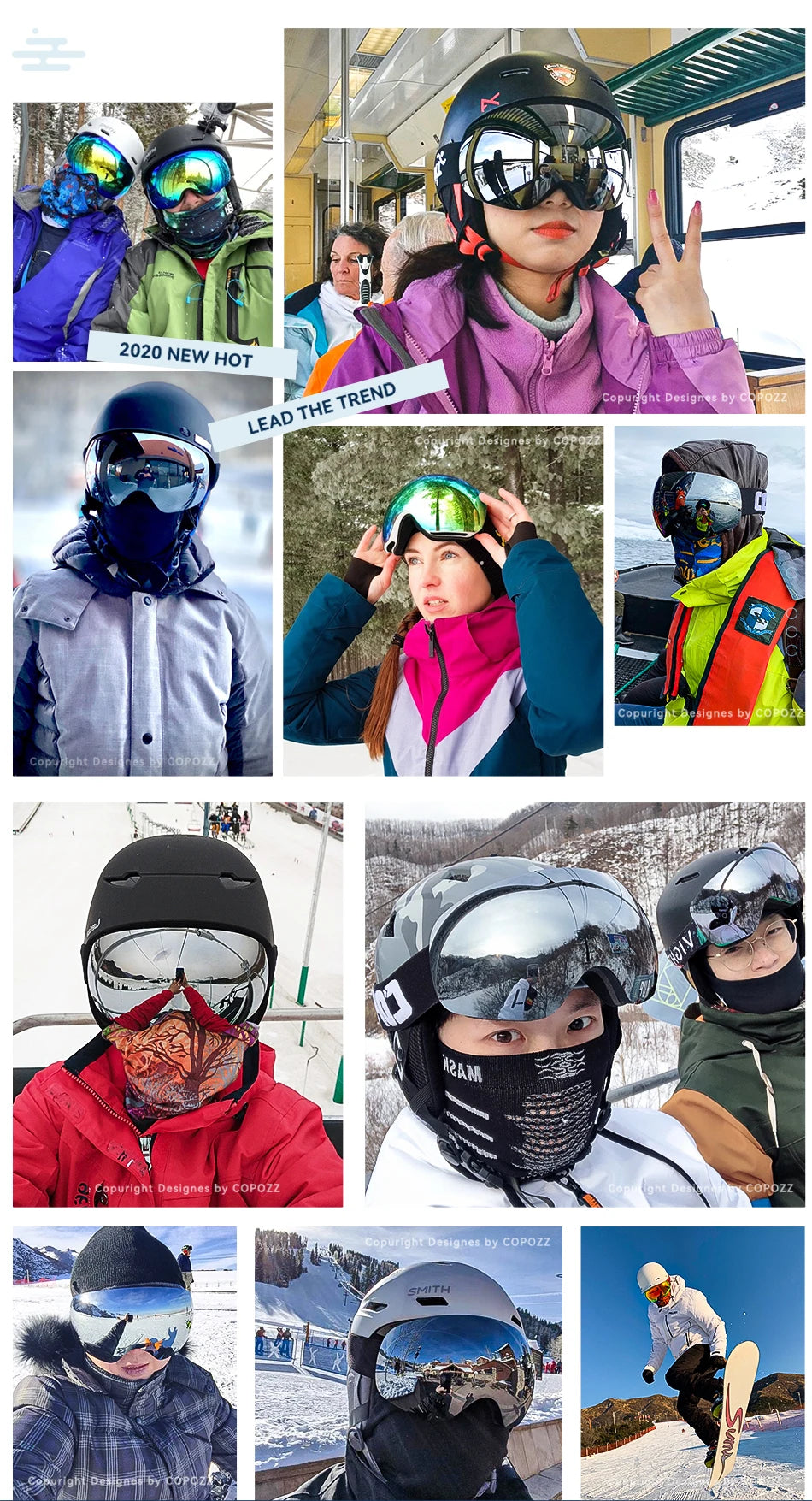 Frameless Anti-Fog Ski Goggles Night Lens Box Set 100% UV400 Protection Ski Snowboard Anti-Slip Strap Snow Goggles for Men Women
