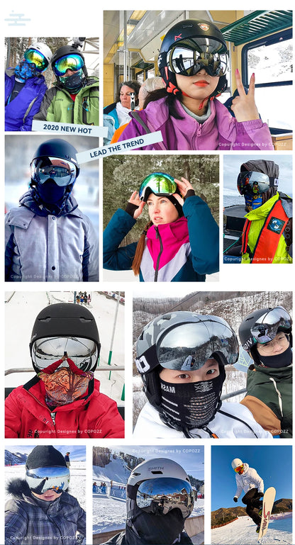 Frameless Anti-Fog Ski Goggles Night Lens Box Set 100% UV400 Protection Ski Snowboard Anti-Slip Strap Snow Goggles for Men Women