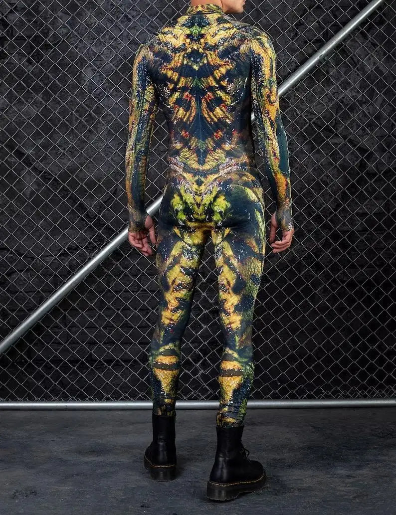 Mechanical Skeleton Bone Cosplay Bodysuit Halloween Scary Skull Graphic Long Sleeve Jumspuit Gothic Party Costume Tights Zentai