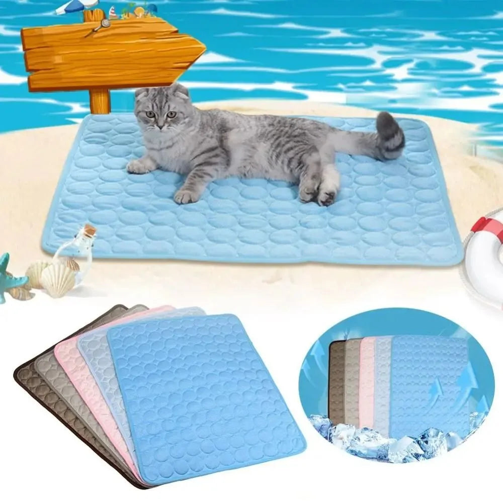 Dog Cooling Mat Summer Pad Mat For Dogs Cat Ice Silk Blanket Sofa Breathable Pet Dog Bed Summer Washable For Small Large Dog Cat