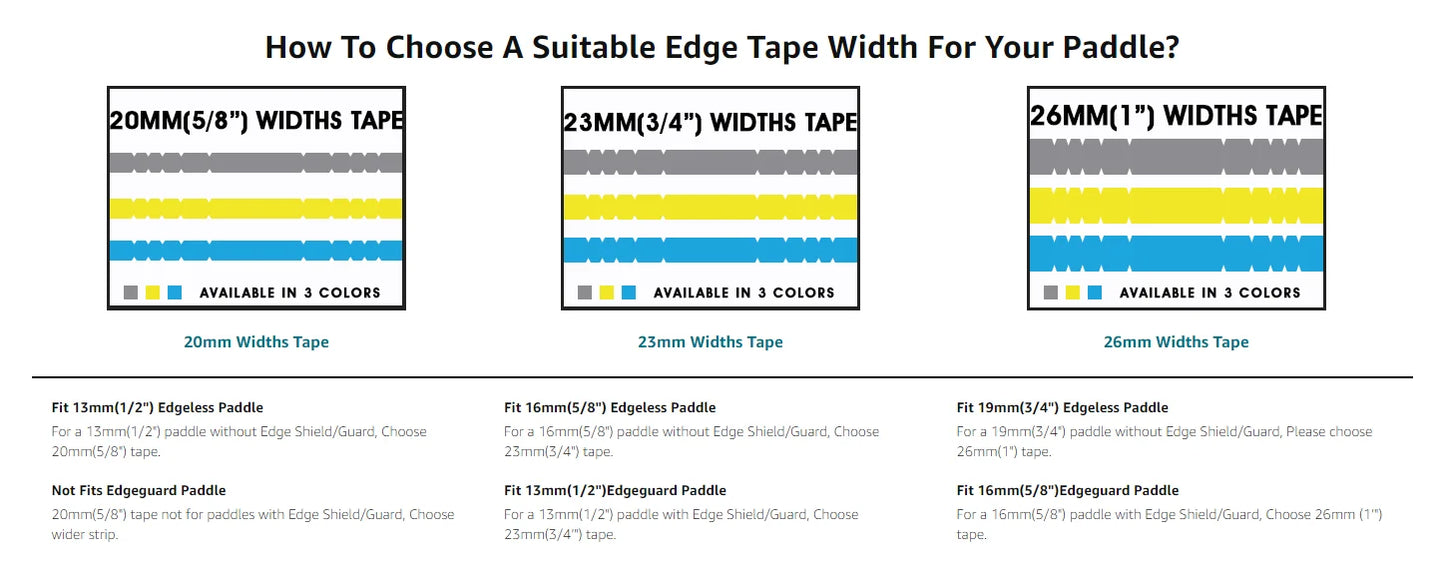 AMASPORT Pickleball Paddle Protection Tape 20mm/23mm/26mm Paddle Head Edge Guard Racket Edge Protection Tapes