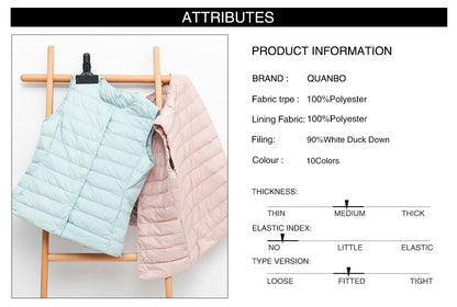 2025 New Women Sleeveless Puffer Jacket Spring Winter Female 90% White Duck Down Ultra Lightweight Packable Warm Down Liner Vest