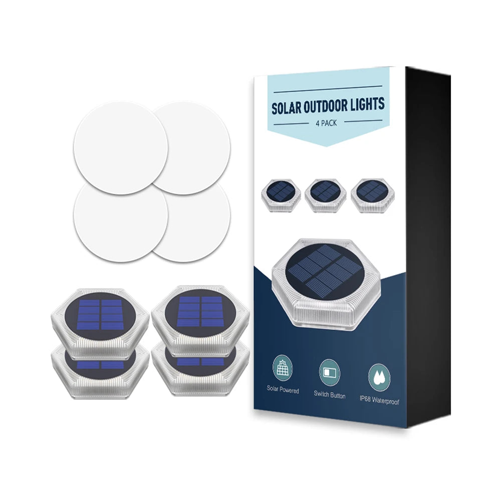 Blue Solar powered Outdoor LED Garden Lights Auto On/Off Waterproof IP68 Step Railing Stairs Yard Patio Pathway Driveway Light