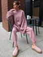 Bornladies Autumn Winter Women's New Turtleneck Knit Sweater Skinny Knit Pants Set Soft Oversized Ripped Hem Fashion Pullover