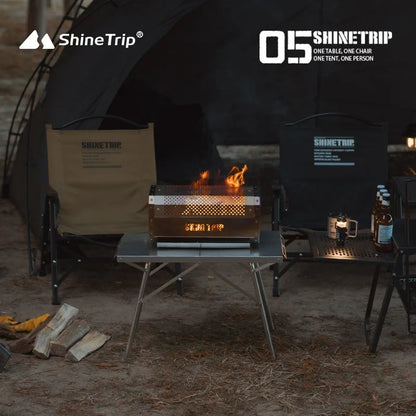 ShineTrip Camping Portable Stainless Steel Folding Table BBQ Heat Resistant Table Outdoor Honeycomb Tabletop Incinerator