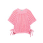 EDSA Women Chunky Knit Top with Side Straps O-Neck Short Sleeves Hollow Out Cropped Sweater Pullover for Casual Female