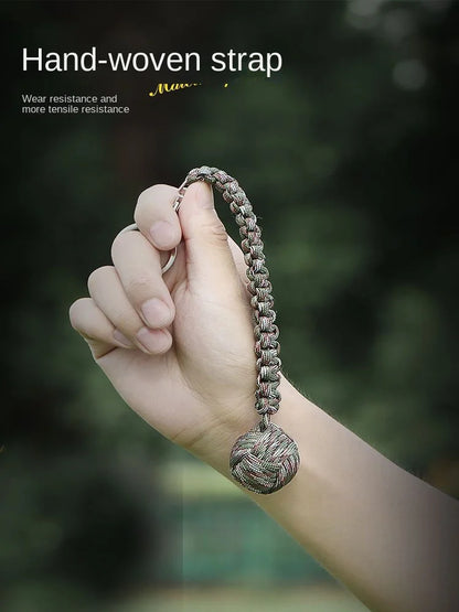Outdoor Self-Defense Umbrella Rope Keychain Monkey Fist Steel Ball Chain Outdoor Safety Protection Accessories Knot Steel Ball