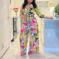 2024 Spring Summer New Long Sleeved Printed Suit For Women Fashion Lapel Single Breasted Shirt Wide Leg Trousers Two Piece Set