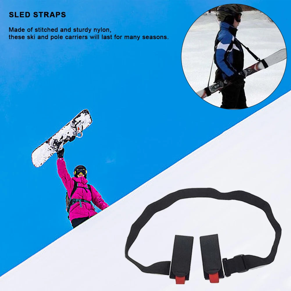 2/1PCS Skiing Strap Adjustable Skiing Pole Shoulder Hand Carrier Lash Handle Straps Porter Hook LoopProtecting For Ski Board