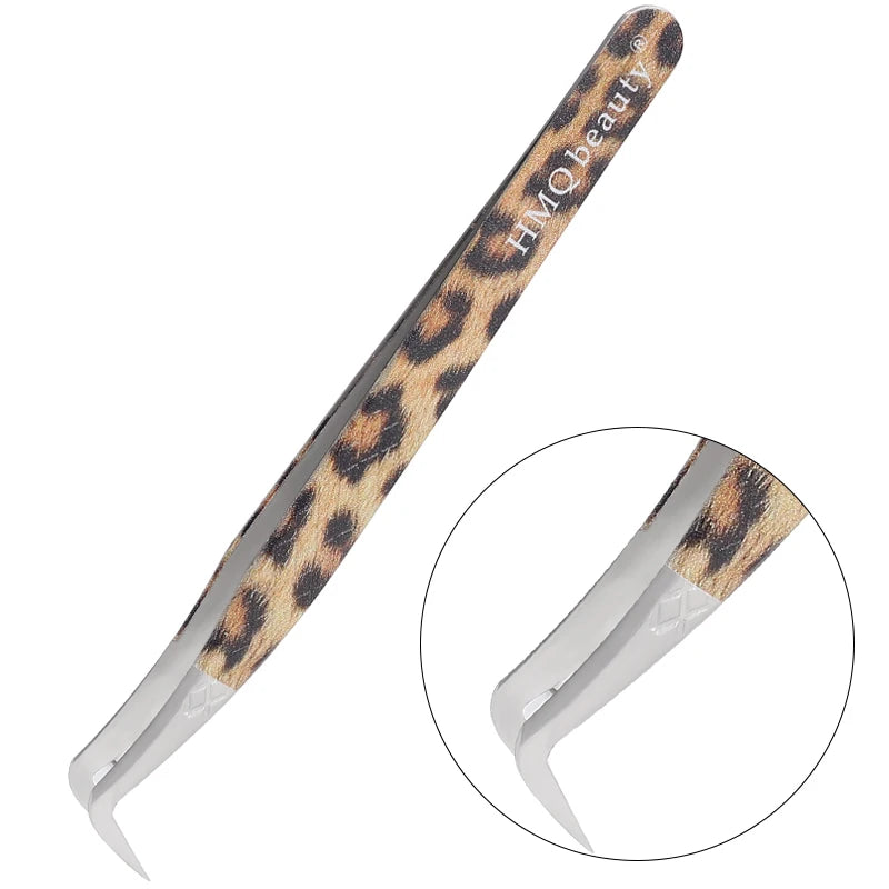 Leopard Eyelash Tweezers Stainless Steel High Quality Lash Tweezer For Lashes Extension Anti-Static 3D Accurate Clip Makeup Tool