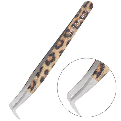 Leopard Eyelash Tweezers Stainless Steel High Quality Lash Tweezer For Lashes Extension Anti-Static 3D Accurate Clip Makeup Tool