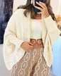 Cardigan for Women Spring Autumn New Solid Color Open Front Casual Batwing Sleeve Hollow-Out Long Sleeve Loose Cardigan
