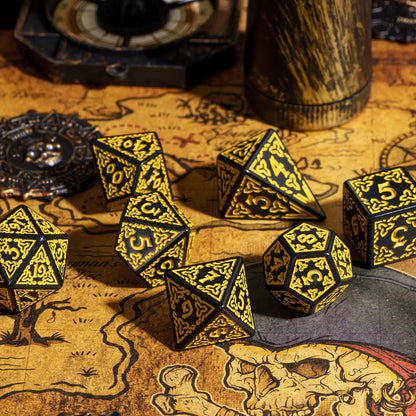 DND Celtic Knot Dice with Unique D4 7Pcs/Set New Pattern D4- D20 Polyhedral Dice for Role Playing Board Game D&D Tabletop Games
