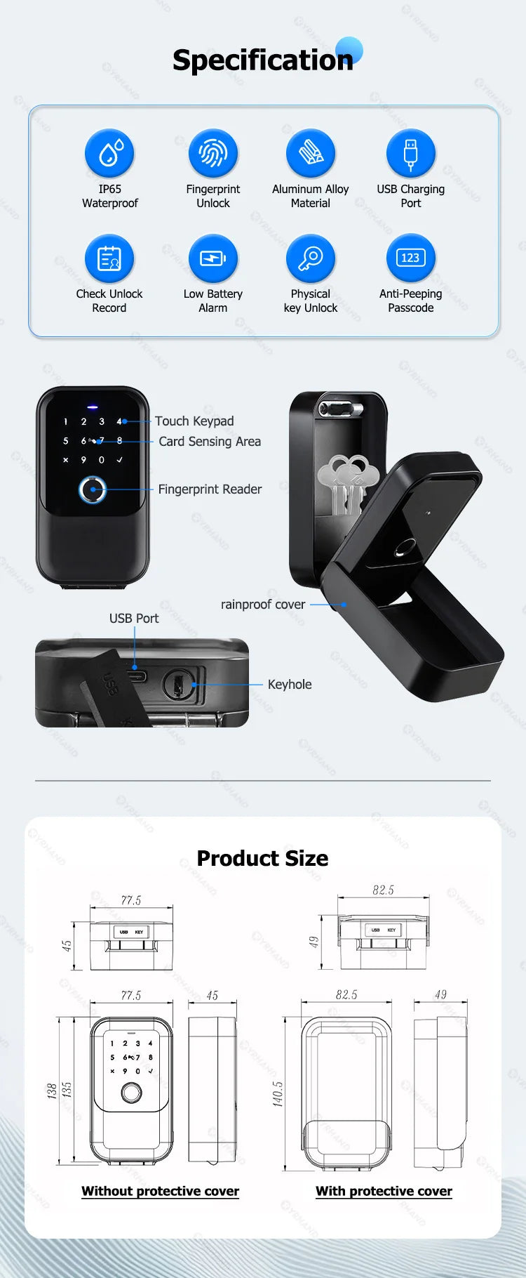 TTlock Smartkey Lock Box Wireless Electronic Key Safe with Digital Code App Controlled Bluetooth Smartlock for Home Key Padlock