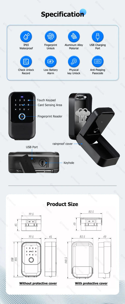 TTlock Smartkey Lock Box Wireless Electronic Key Safe with Digital Code App Controlled Bluetooth Smartlock for Home Key Padlock