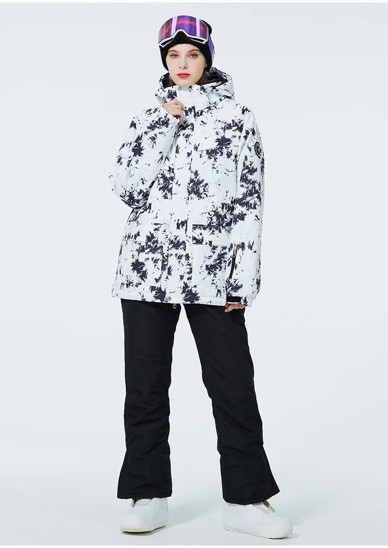 New Fashion Letter Women Ski Suit Winter Windproof Waterproof Snowboarding Jacket and Pants Snow Walking Clothes Female Snowsuit