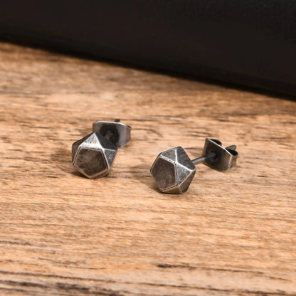 Retro Grey Stud Earrings for Men Boys,Anti Allergy Stainless Steel Ear Studs,Rock Punk Jewelry Anniversary Birthday Gifts