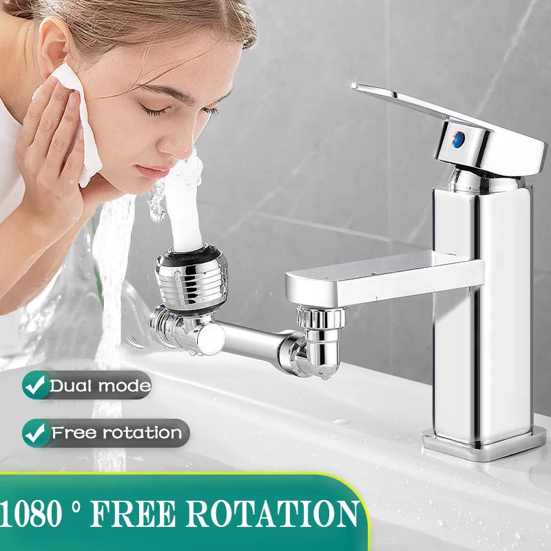 2pcs 1080° Swivel Faucet Spray Head Wash Basin Robot Arm Faucet Extender Sink Accessories for Extension Faucet Easy Install