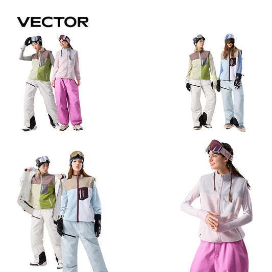 VECTOR Brand Fleece Jacket with Detachable Sleeves for Windproof Warm Anti-static Outdoor Sports Skiing Hiking Daily Wear