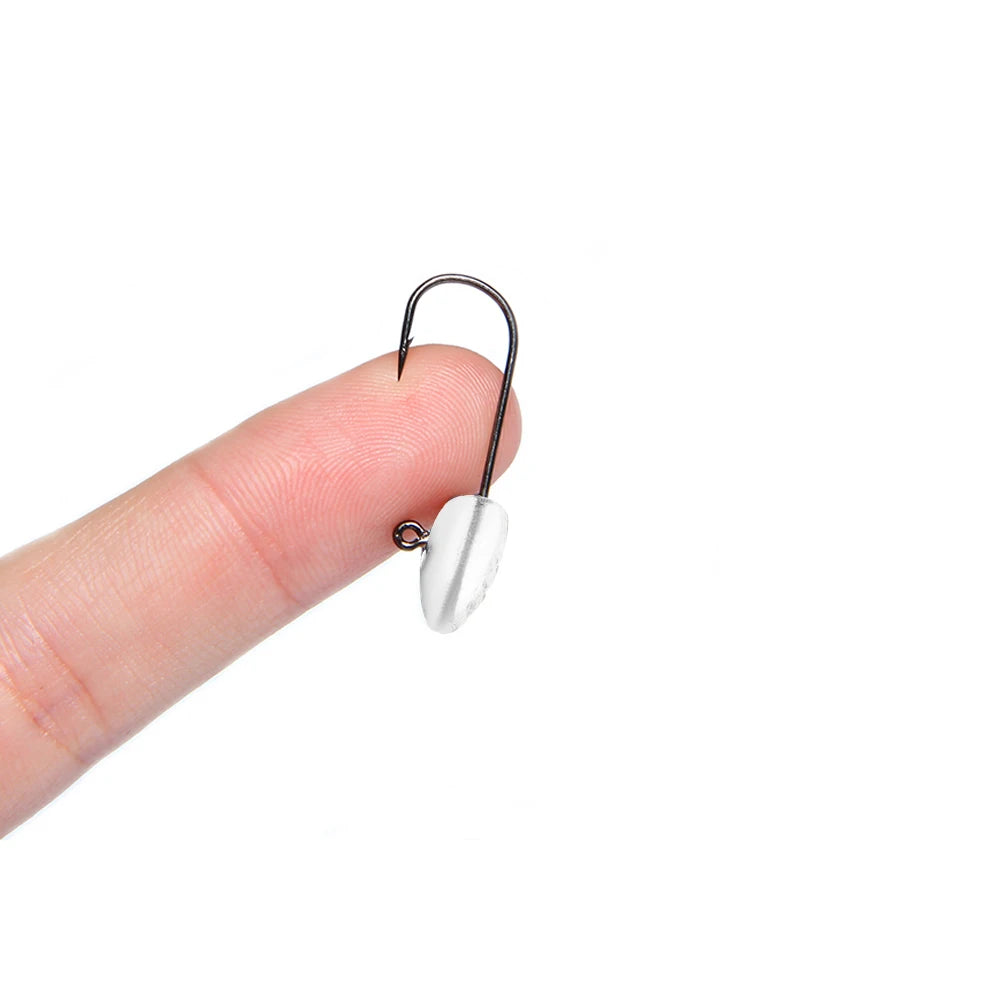 JOHNCOO 10pcs Exposed Jig Head Hook Fishing Hooks 2g 3g 5g Bait Hook Soft Bait Wom Hook light jigging hook